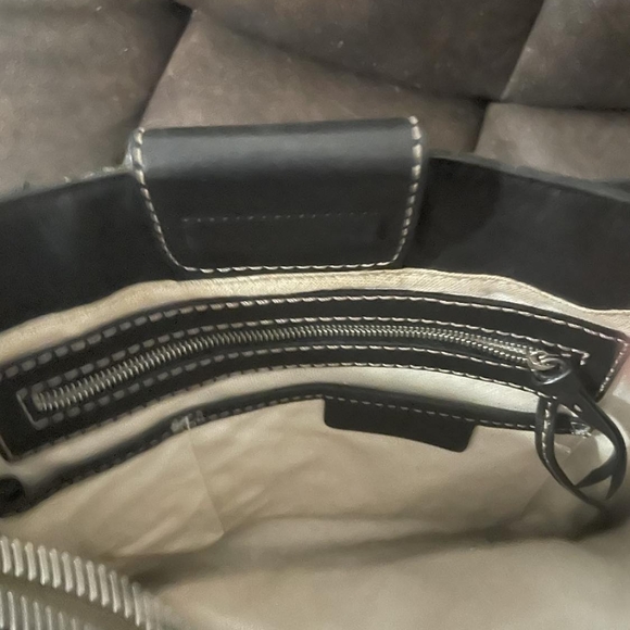 MICHAEL Michael Kors vintage black leather cream stitching tote bag purse handba - Picture 4 of 9